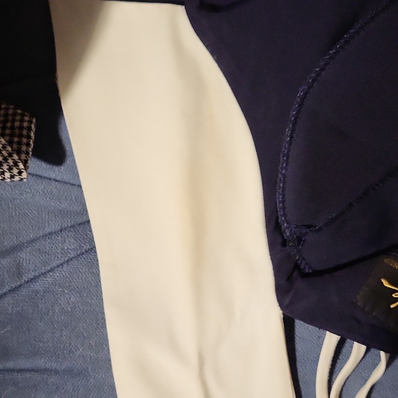 VINTAGE RARE White on Navy Dress Cutout Detail - Picture 7 of 8